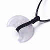 Adjustable Natural Quartz Crystal Double Horn Pendant Necklace with Wax Cord for Women NJEW-B086-01C-4