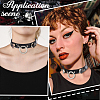 Snakeskin Print PU Leather Choker Necklaces with Alloy Rings for Women NJEW-WH20007-08-6