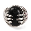Oval Natural Obsidian Finger Ring G-Q184-06B-P-2