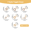 14 Sets 7 Style Mixed Shape Brass Toggle Clasps KK-DC0002-63-2