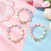 3Pcs 3 Styles Imitation Gemstone & ABS Imitation Pearl Acrylic Beaded Bracelets for Women BJEW-JB12157-1