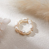 Natural Freshwater Pearl with Glass Beaded Stretch Finger Rings WGD00E3-06-1