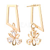 Brass Micro Pave Cubic Zirconia Trapezoid Stud Earrings EJEW-H103-25G-2