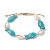 Natural Shell & Synthetic Turquoise Braided Bead Anklets AJEW-AN00562-3