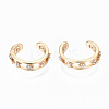 Brass Micro Pave Clear Cubic Zirconia Cuff Earrings KK-S356-152G-NF-1