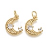 Brass Micro Pave Clear Cubic Zirconia Charms KK-F821-38-3