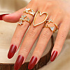 5Pcs Alloy Crystal Rhinestone & Natural Shell Finger Rings Sets FS-WG36854-01-2