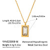 304 Stainless Steel Pave Cubic Zirconia Rectangle Pendant Necklaces for Women PO5474-3-1