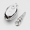 Anti-Tarnish Oval with Heart Rhodium Plated 925 Sterling Silver Cubic Zirconia Box Clasps STER-O015-01-2
