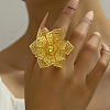 Exaggerated Flower Iron Cuff Ring for Wedding Party Holiday Dress Up SK4983-3