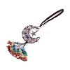 Natural Amethyst Moon with Mixed Gemstone Chips Tassel Pendant Decorations G-L524-07R-A05-2