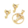 Brass Micro Pave Cubic Zirconia Pendant & Stud Earrings Sets for Women SJEW-F227-01F-G-2