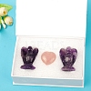 Natural Amethyst Carved Healing Angel & Rose Quartz Heart Set Figurines PW-WG65171-03-1