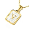Ion Plating(IP) Rectangle with Initial Letter 304 Stainless Steel Pendant Necklace NJEW-R265-04G-V-1