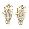 Brass Micro Pave Clear Cubic Zirconia Lobster Claw Clasps KK-Q769-031-NF-1