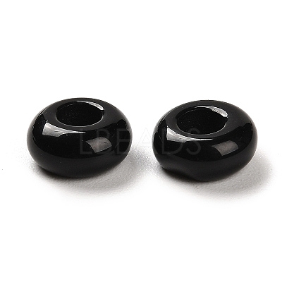 Natural Obsidian European Beads G-R488-02F-1