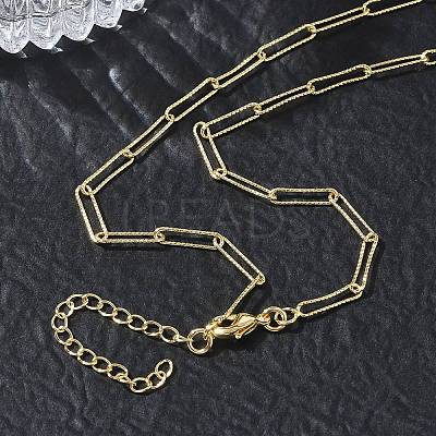 2.7MM Brass Textured Paperclip Chain Necklaces for Women KK-CBA2293-19G-1
