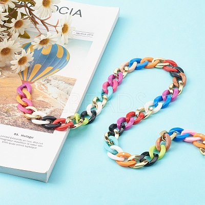 Handmade Opaque Spray Painted Acrylic & CCB Plastic Chain AJEW-JB01005-1