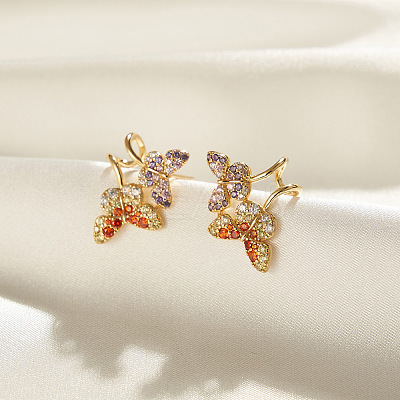 925 Sterling Silver Micro Pave Cubic Zirconia Stud Earrings EJEW-K284-06G-1