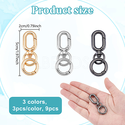9Pcs 3 Colors Iron Swivel Clasps HJEW-NB00260-1