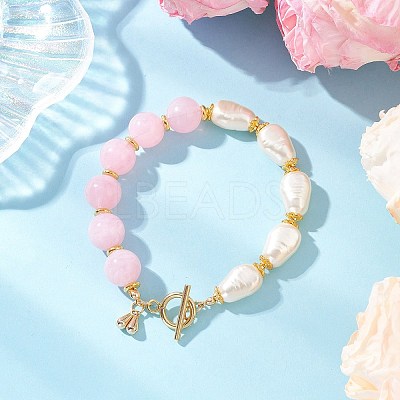 Imitation Gemstone & ABS Imitation Pearl Acrylic Beaded Bracelets for Women BJEW-JB12157-03-1