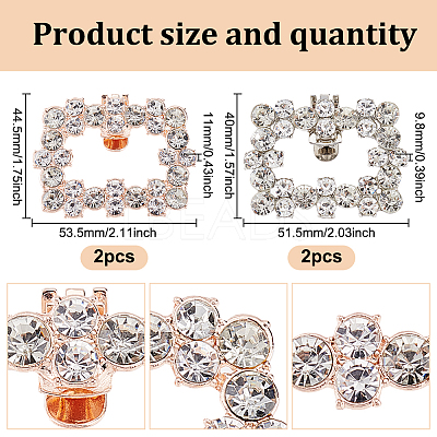 2 Styles Alloy Rhinestone Shoe Decorations FIND-GO0002-24-1