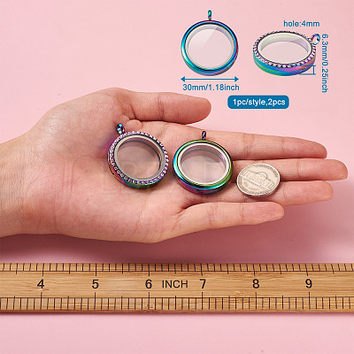 2Pcs 2 Style Alloy Magnetic Locket Pendants PALLOY-TA0002-33M-1