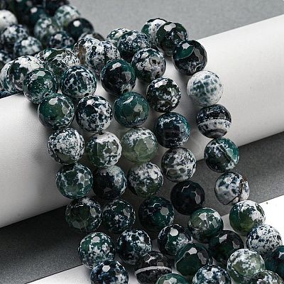 Faceted Natural Fire Crackle Agate Beads Strands G-F447-12mm-N11-1