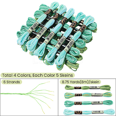 20 Skeins 4 Colors 6-Ply Polyester Embroidery Floss OCOR-CY0004-38D-1
