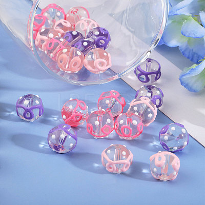 24Pcs 3 Colors Transparent Glass Round Beads GLAA-CA0001-55-1