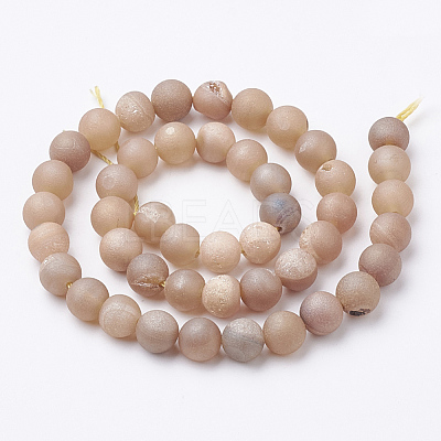 Electroplate Natural Druzy Geode Weathered Agate Beads Strands G-S284-10mm-09-1