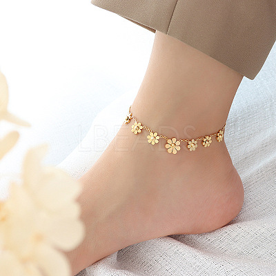 Daisy 304 Stainless Steel Charms Anklets WG455CF-02-1
