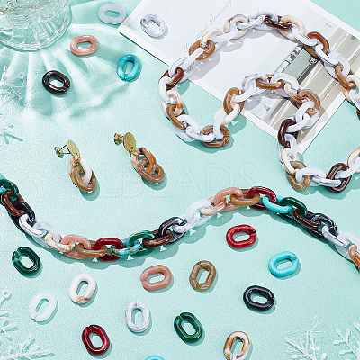 400Pcs 10 Colors Acrylic Linking Rings OACR-WR0001-01-1