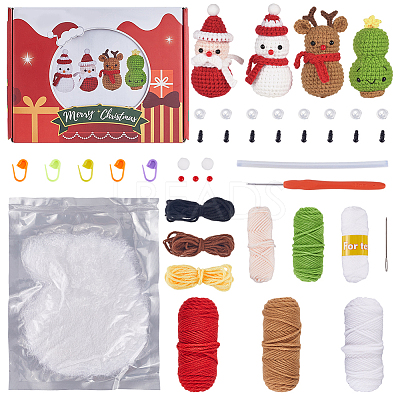 1Set Christmas Theme DIY Crochet Kit for Beginners DIY-SC0027-78A-1
