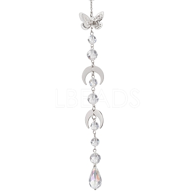 Glass Teardrop Window Hanging Suncatchers HJEW-JM04546-1