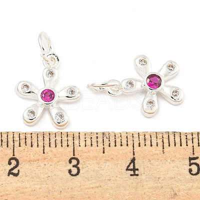 Rack Plating Brass Micro Pave Clear Cubic Zirconia Charms KK-F089-07S-1