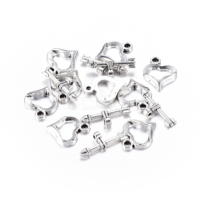 Tibetan Style Heart Toggle Clasps LF1109Y-NF-1