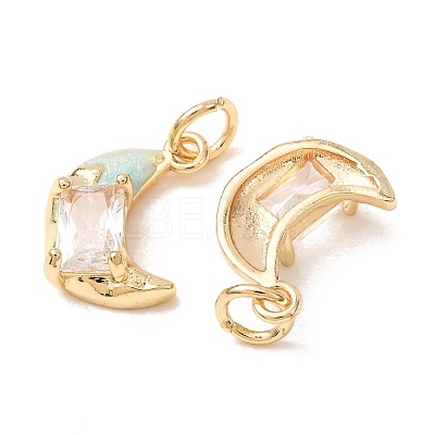 Brass Micro Pave Clear Cubic Zirconia with Enamel Charms CU-K002-47G-B-1