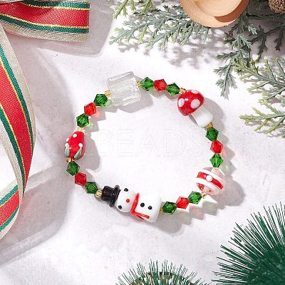 Christmas Bicone K9 Glass Beaded Stretch Bracelets BJEW-MZ00194-1