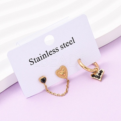 304 Stainless Steel Heart Stud Earring & Hoop Earring Sets EJEW-K268-93G-01-2-1