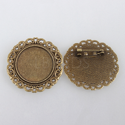 Vintage Alloy Brooch Cabochon Bezel Settings PALLOY-N0085-53AB-NF-1