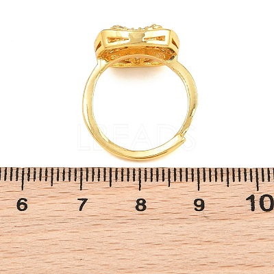 Brass Micro Pave Cubic Zirconia Adjustable Ring Components KK-CBAC351-03G-1