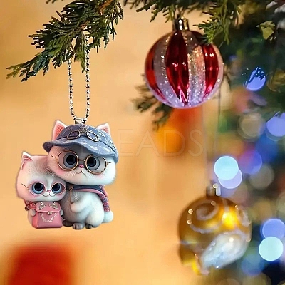 Cat with Glasses Acrylic Hanging Ornaments PW-WG7B355-01-1
