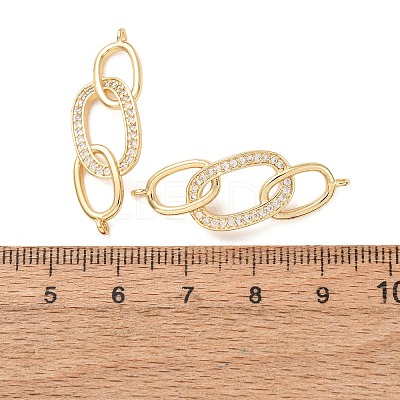 Brass Micro Pave Clear Cubic Zirconia Connector Charms CU-CBA4579-16G-1