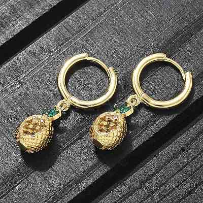 Brass Cubic Zirconia Hoop Earrings EJEW-Q015-02G-A-1