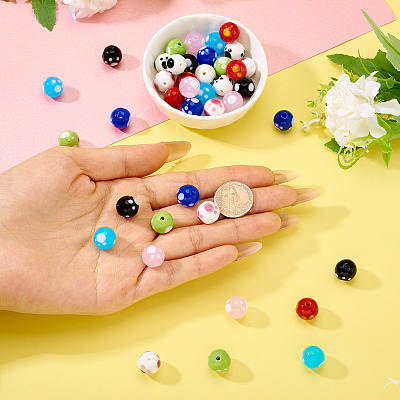 40Pcs 8 Colors Handmade Lampwork Beads LAMP-TA0001-54A-1