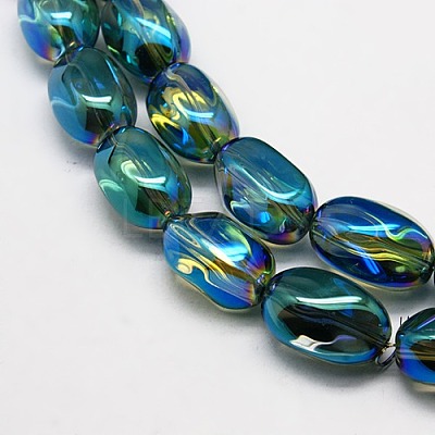Full Rainbow Plated Crystal Glass Oval Beads Strands EGLA-F026-A06-1