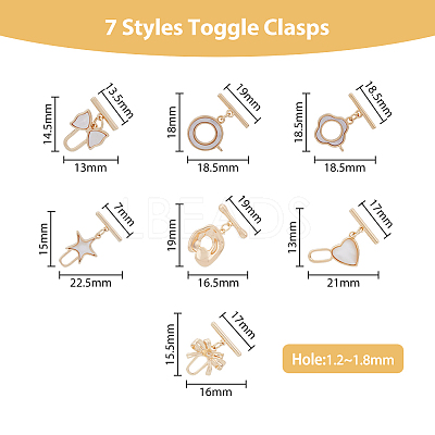 14 Sets 7 Style Mixed Shape Brass Toggle Clasps KK-DC0002-63-1