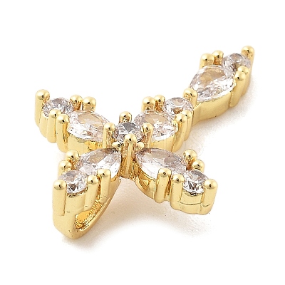 Brass Micro Pave Clear Cubic Zirconia Pendants KK-L228-03G-02-1