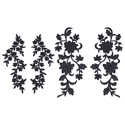 4Pcs 2 Styles Plum Blosssom & Flower Cotton Computerized Embroidery Sew on Patches PATC-GA0001-35-1